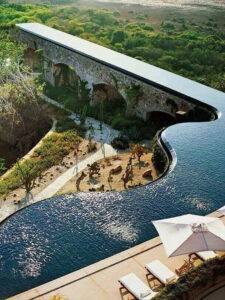 long pool on a roof